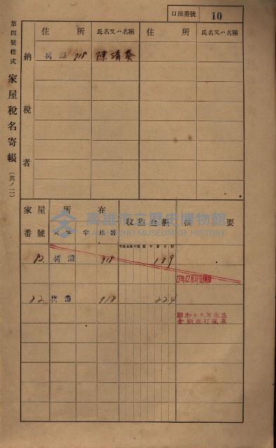 高雄州鳳山郡大寮庄拷潭家屋稅名寄帳
（二冊之內第一號）藏品圖，第21張