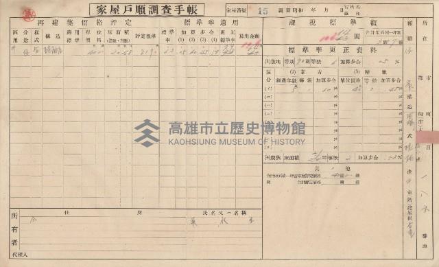 小港庄空地子、店子後家屋戶順調查手帳
（一冊之內一）藏品圖，第21張
