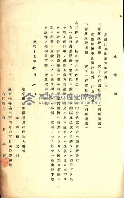 貸渡（旗山、恆春郡－被許可人赤司初太郎）藏品圖，第20張