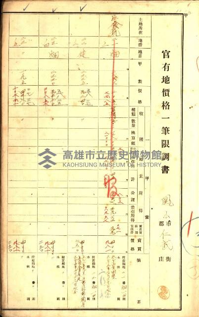 鳳山郡（官有地價格一筆限調書）藏品圖，第21張