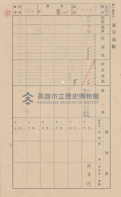 鳳山郡大樹庄溪埔家屋臺帳（二冊之內第二號）藏品圖，第21張