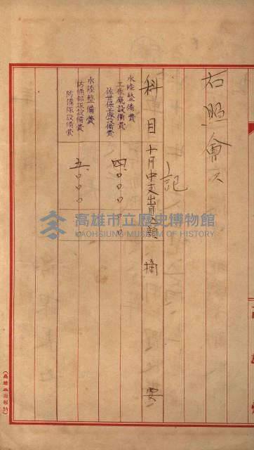 海軍豫算關係藏品圖，第503張