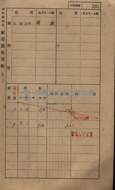 高雄州鳳山郡林園庄潭頭家屋稅名寄帳
（二冊之內第二號）藏品圖，第101張
