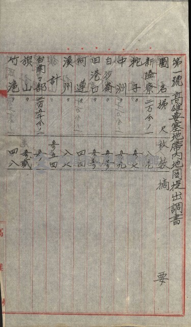 祕密地圖ニ關スル書類（高雄州）藏品圖，第517張