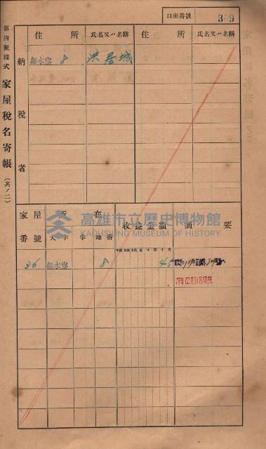 高雄州鳳山郡大樹庄無水寮家屋稅名寄帳
（二冊之內第二號）藏品圖，第111張