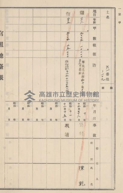 旗山街官租地臺帳（二冊之內第二號）藏品圖，第111張