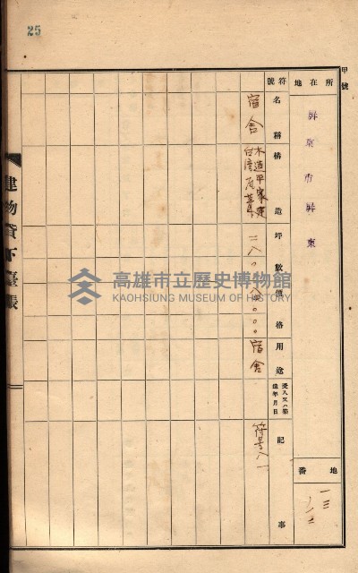 州所屬建物貸下臺帳（高雄州）藏品圖，第111張