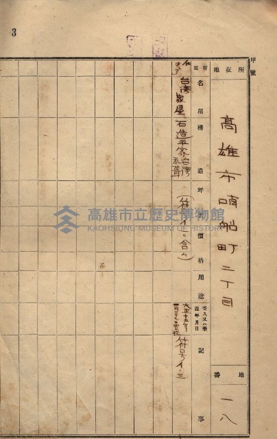 州所屬建物貸下臺帳（高雄市）藏品圖，第11張