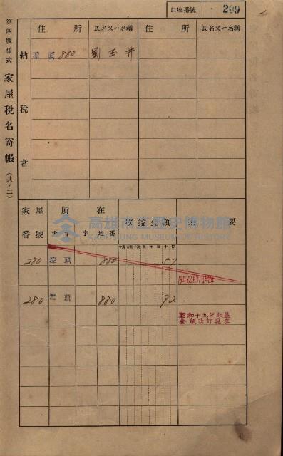 高雄州鳳山郡林園庄潭頭家屋稅名寄帳
（二冊之內第二號）藏品圖，第11張