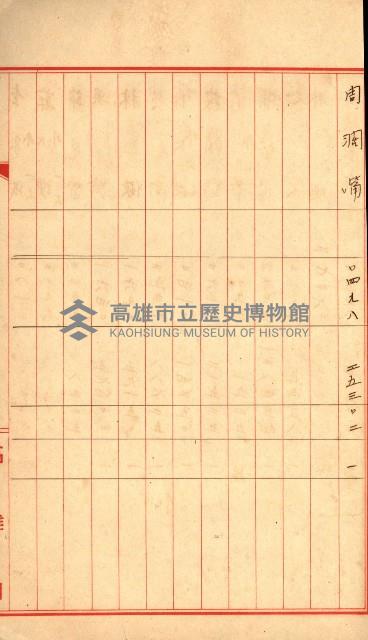 高雄工業用水道用地土地代移轉料支拂調書－地理系
（買收關係－卅八之十二）藏品圖，第11張