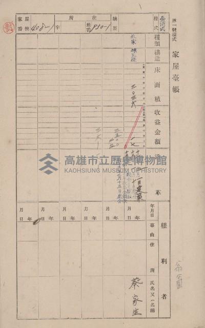 鳳山郡大寮庄翁公園家屋臺帳（三冊之內第三號）藏品圖，第11張