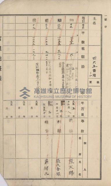 杉林庄官租地臺帳（二冊之內第一號）藏品圖，第311張