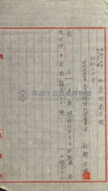 祕密地圖ニ關スル書類（高雄州）藏品圖，第657張
