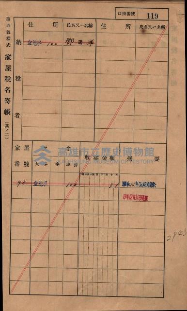 高雄州鳳山郡小港庄塩水港、中大厝、空地子
家屋稅名寄帳（一冊之內第一號）藏品圖，第151張