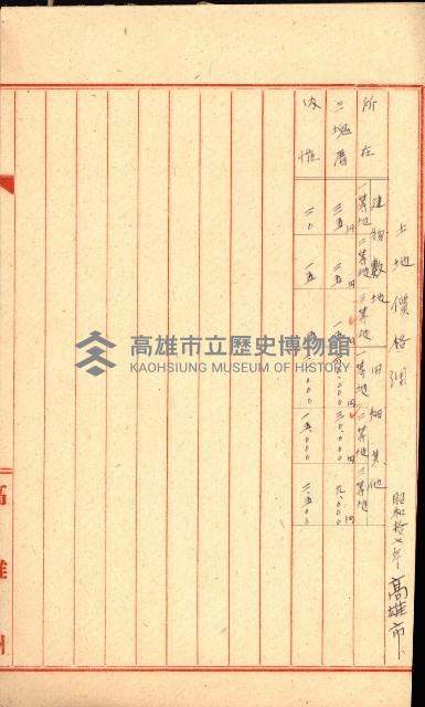 高雄川第四號運河開鑿工事用地買收徵印狀況調藏品圖，第51張
