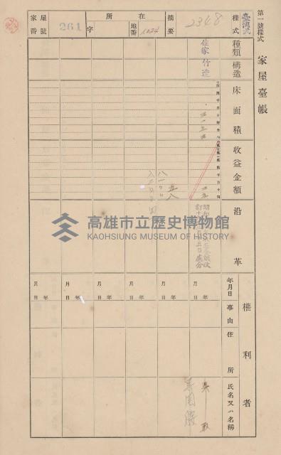 鳳山郡大樹庄溪埔家屋臺帳（二冊之內第二號）藏品圖，第51張