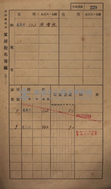 高雄州鳳山郡小港庄鳳鼻頭家屋稅名寄帳
（一冊之內第一號）藏品圖，第241張