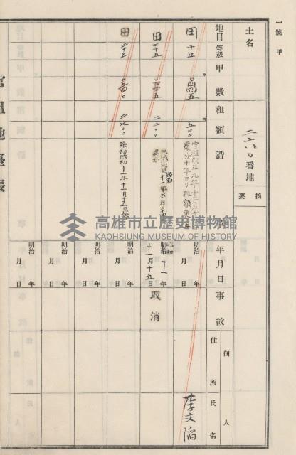 旗山街官租地臺帳（二冊之內第二號）藏品圖，第141張