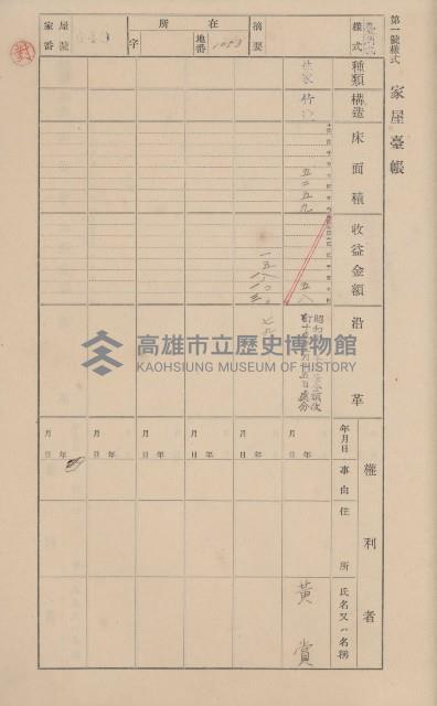 鳳山郡大寮庄翁公園家屋臺帳（三冊之內第三號）藏品圖，第41張