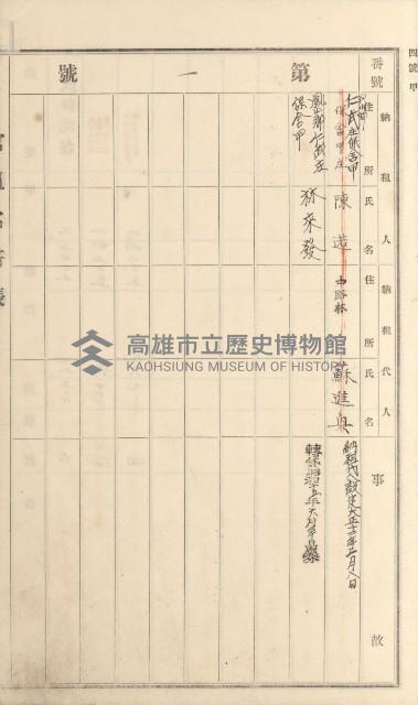燕巢庄官租名寄帳（十六冊之內第三號）藏品圖，第91張