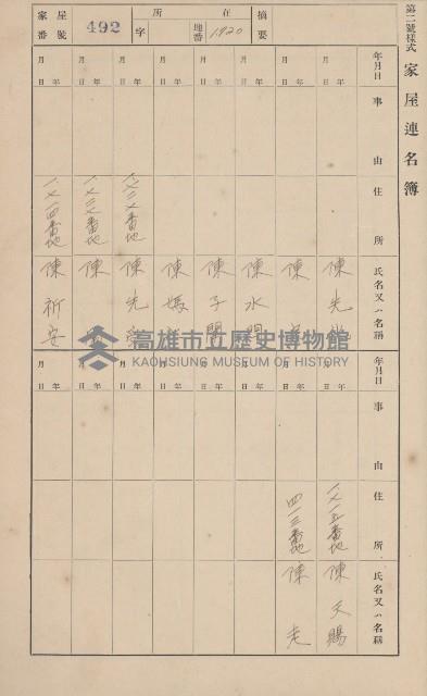 鳳山郡大寮庄山子頂家屋臺帳（三冊之內第三號）藏品圖，第91張