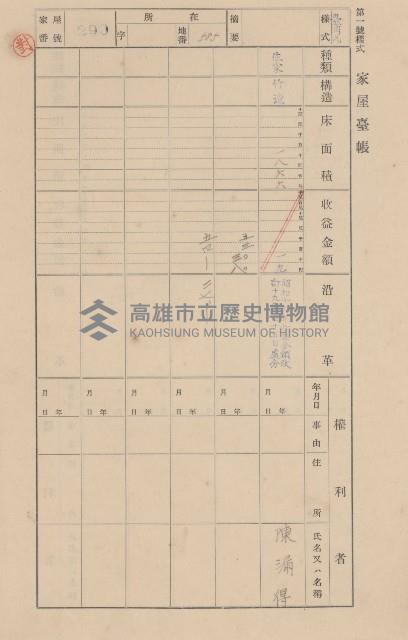 鳳山郡大寮庄翁公園家屋臺帳（三冊之內第二號）藏品圖，第91張