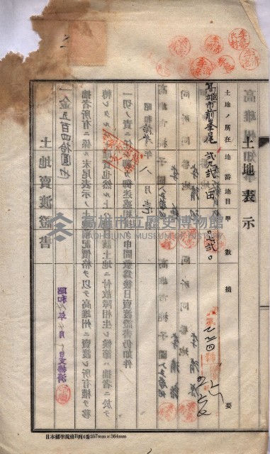 州買收地調書－登記濟証綴
（左營、埤子頭、前峰尾、內惟）藏品圖，第81張