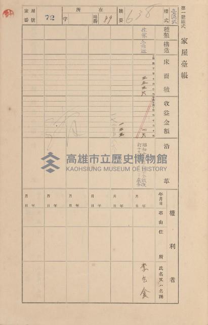 鳳山郡小港庄空地子家屋臺帳（一冊之內第一號）藏品圖，第81張