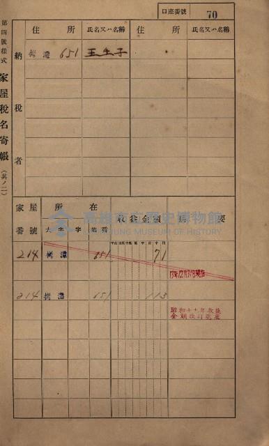 高雄州鳳山郡大寮庄拷潭家屋稅名寄帳
（二冊之內第一號）藏品圖，第81張