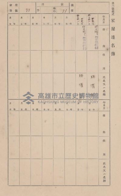 鳳山郡大樹庄九曲堂家屋臺帳（二冊之內第一號）藏品圖，第81張