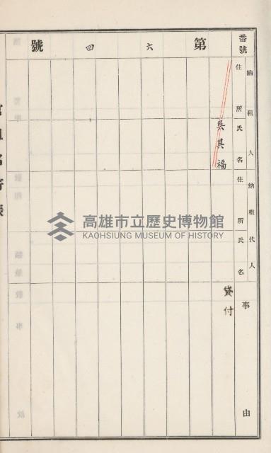 旗山街官租名寄帳（二之一）藏品圖，第82張