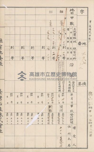 臺灣拓殖株式會社甲仙社有地臺帳（二之二）藏品圖，第81張