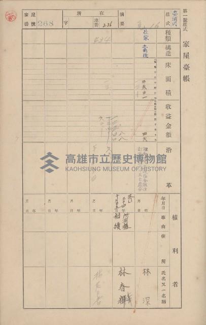 鳳山郡鳥松庄田草埔家屋臺帳
（二冊之內第二號）藏品圖，第81張