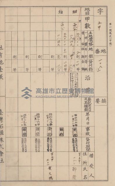 臺灣拓殖株式會社鳳山社有地臺帳（全一冊）藏品圖，第81張