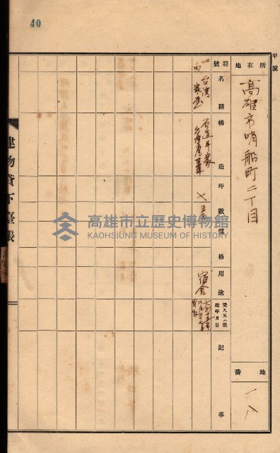 州所屬建物貸下臺帳（高雄州）藏品圖，第81張