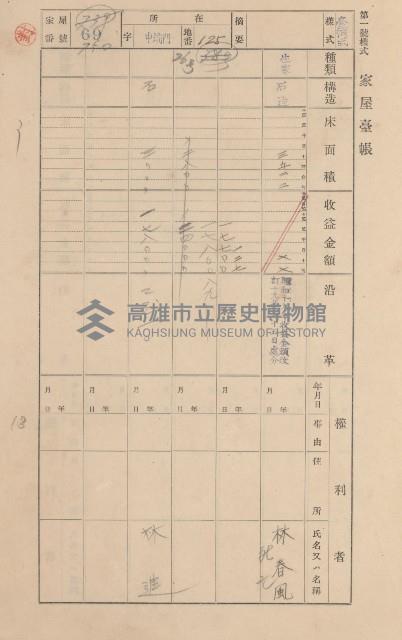 鳳山郡林園庄港子埔家屋臺帳（三冊之內第三號）藏品圖，第81張