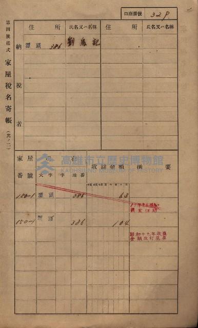 高雄州鳳山郡林園庄潭頭家屋稅名寄帳
（二冊之內第二號）藏品圖，第131張