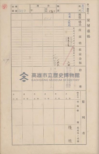 鳳山郡鳥松庄田草埔家屋臺帳
（二冊之內第二號）藏品圖，第131張