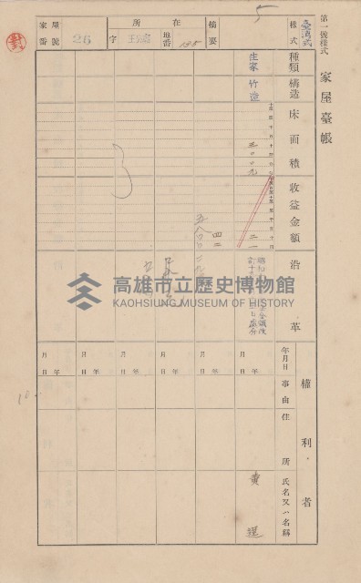 鳳山郡林園庄王公廟家屋臺帳（三冊之內第一號）藏品圖，第31張