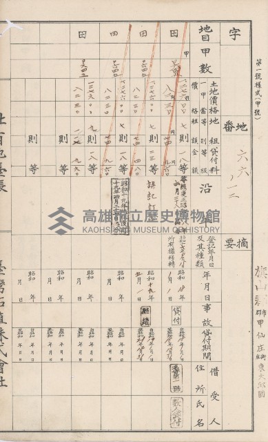臺灣拓殖株式會社甲仙社有地臺帳（二之二）藏品圖，第31張
