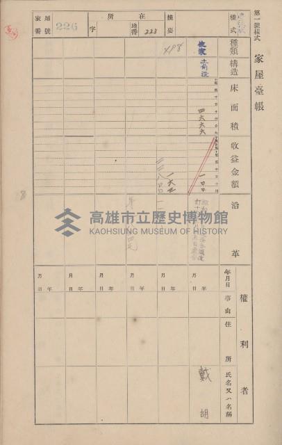 鳳山郡鳥松庄田草埔家屋臺帳
（二冊之內第二號）藏品圖，第31張