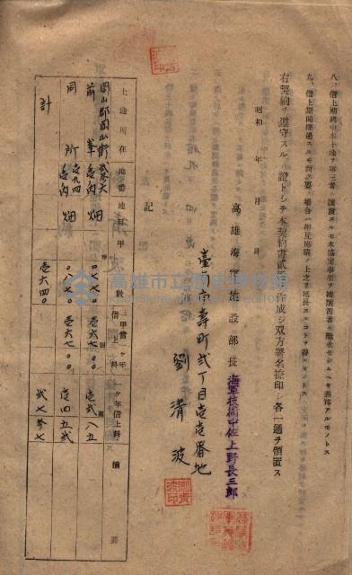 海軍土地借上契約書
（施設部長印捺印済）藏品圖，第271張
