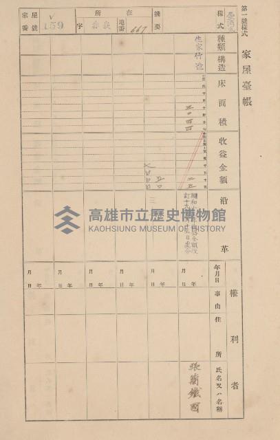 鳳山郡大寮庄赤崁家屋臺帳（四冊之內第一號）藏品圖，第171張