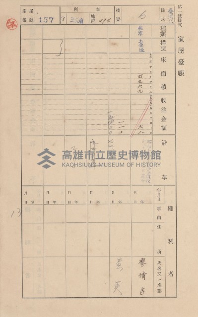 鳳山郡林園庄王公廟家屋臺帳（三冊之內第一號）藏品圖，第171張