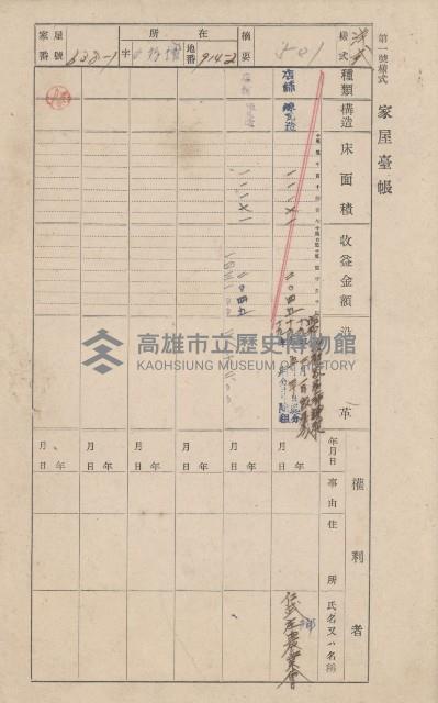 鳳山郡仁武庄翠屏村二之二家屋臺帳
（四冊之內第四號）藏品圖，第171張
