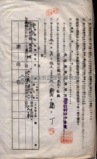 海軍土地借上契約書
（施設部長印捺印済）藏品圖，第171張