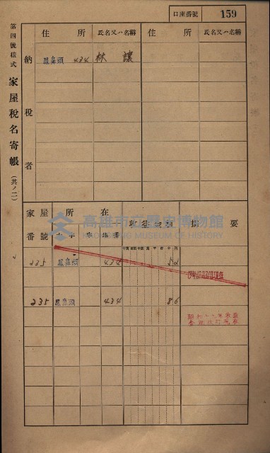 高雄州鳳山郡小港庄鳳鼻頭家屋稅名寄帳
（一冊之內第一號）藏品圖，第171張