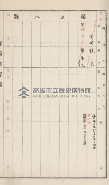 旗山街官租名寄帳（二之一）藏品圖，第72張