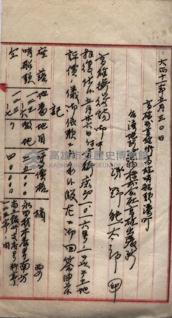 罹災救助基金所屬地交換書類
（高雄市高雄字哨船頭）藏品圖，第70張