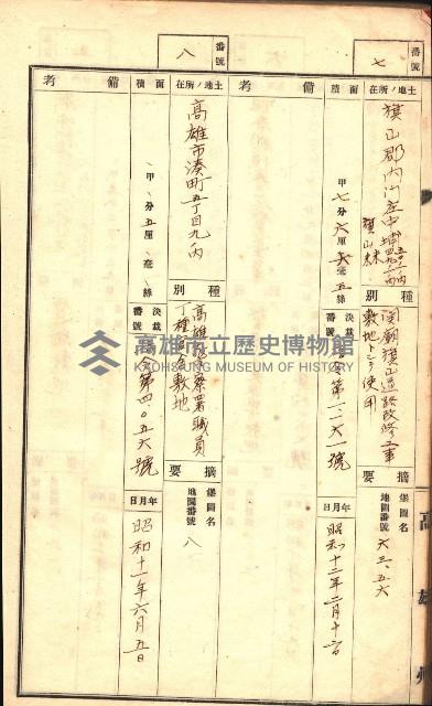 官有特種林野臺帳（高雄州）藏品圖，第69張